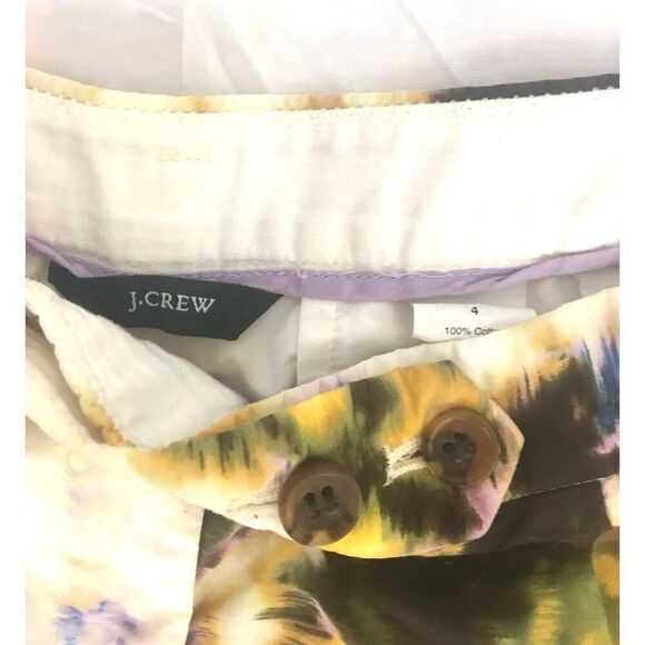 J Crew Watercolor Yellow Abstract Mini Shorts  Size 4 - Picture 3 of 3